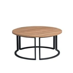 HomeTrends4You Couchtisch Chicago 2 Dekor Eich Braun | Gestell Metall Schwarz