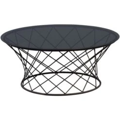 HomeTrends4You Couchtisch Noa Metall Schwarz Und Sicherheitsglas