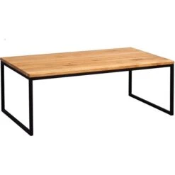 HomeTrends4You Couchtisch Sira 2 Wildeiche Massiv Geölt | Metall Schwarz