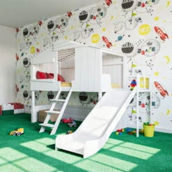 Artkid Ronja Haus-Etagenbett Weiß Mit Rutsche Aus Kiefer Liegefläche 90 X 200 Cm -Bester Babyprodukte Geschäfte 30092450032 hausbett ronja mit rutsche ambi1 1 06 2k