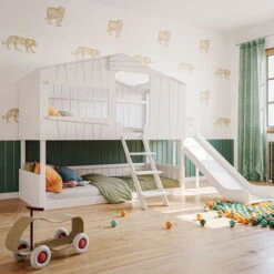Artkid Ronja Haus-Etagenbett Weiß Mit Rutsche Aus Kiefer Liegefläche 90 X 200 Cm -Bester Babyprodukte Geschäfte 30092450032 hausbett ronja ohne gastbett ambi1 1 05 2k