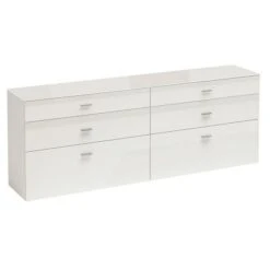 Now! No.14 By Hülsta Sideboard 4R 6 Schubladen 76,8x175x42 - Lack-weiß/Lack-Hochglanz-weiß