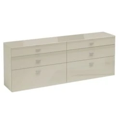 Now! No.14 By Hülsta Sideboard 4R 6 Schubladen 76,8x175x42 - Lack-seidengrau/Hochglanz-seidengrau