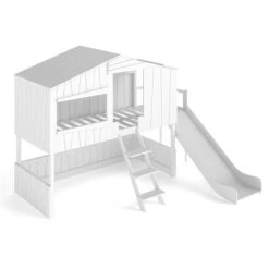 Artkid Ronja Haus-Etagenbett Weiß Mit Rutsche Aus Kiefer Liegefläche 90 X 200 Cm -Bester Babyprodukte Geschäfte hausbett ronja mit rutsche ohne gast whiteroom16 9 07 1