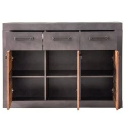 Trendteam Indy Kommode 3 Schubkästen, 3 Türen Old Wood / Graphit Grau -Bester Babyprodukte Geschäfte indy ko 1879 866 23 frontal geoeffnet freisteller