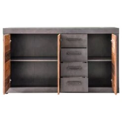 Trendteam Indy Kommode 3 Schubkästen, 4 Türen Old Wood / Graphit Grau -Bester Babyprodukte Geschäfte indy ko 1879 870 23 frontal geoeffnet freisteller
