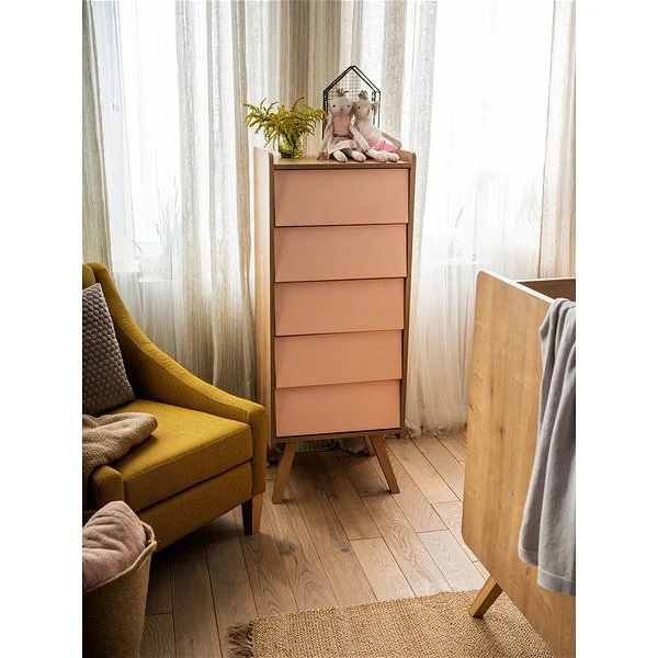 VOX Vintage Schmale Kommode Eiche Frontfarbe Wählbar 4 VOX Vintage Schmale Kommode Eiche Frontfarbe Wählbar – Bild 2